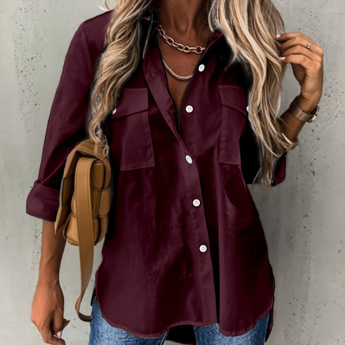 Dariela - Effen Blouse met Knopen
