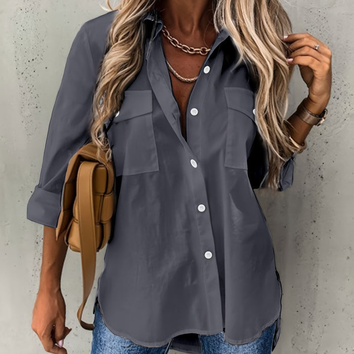 Dariela - Effen Blouse met Knopen