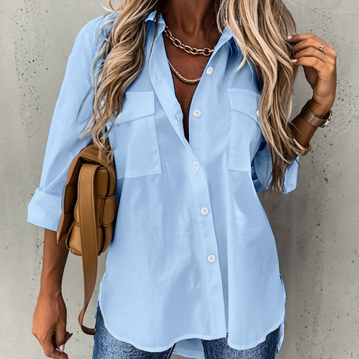 Dariela - Effen Blouse met Knopen