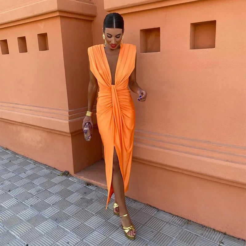 VALEN | Mouwloze midi jurk
