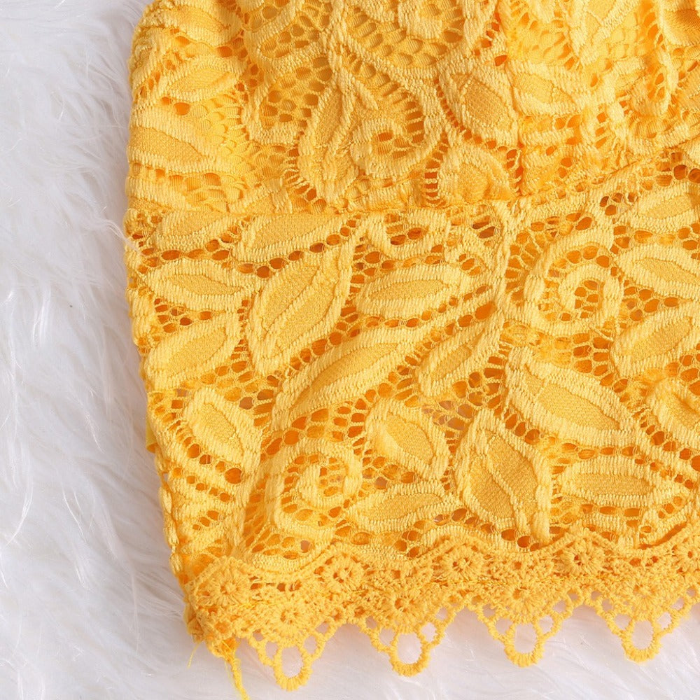 Gisela | Dames Kanten Crop Top – Verfijnde Pasvorm – Verstelbare Bandjes