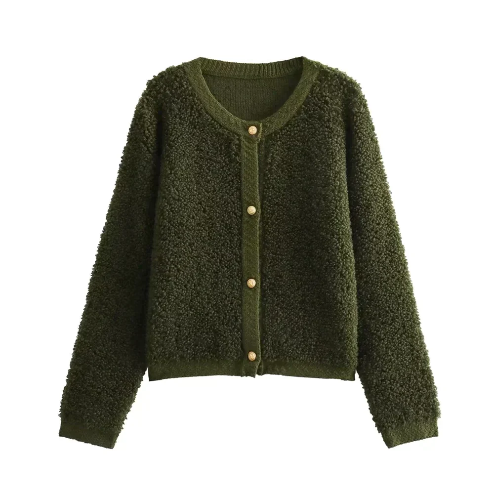 Ester | Dames cardigan met teddy knit en knopen