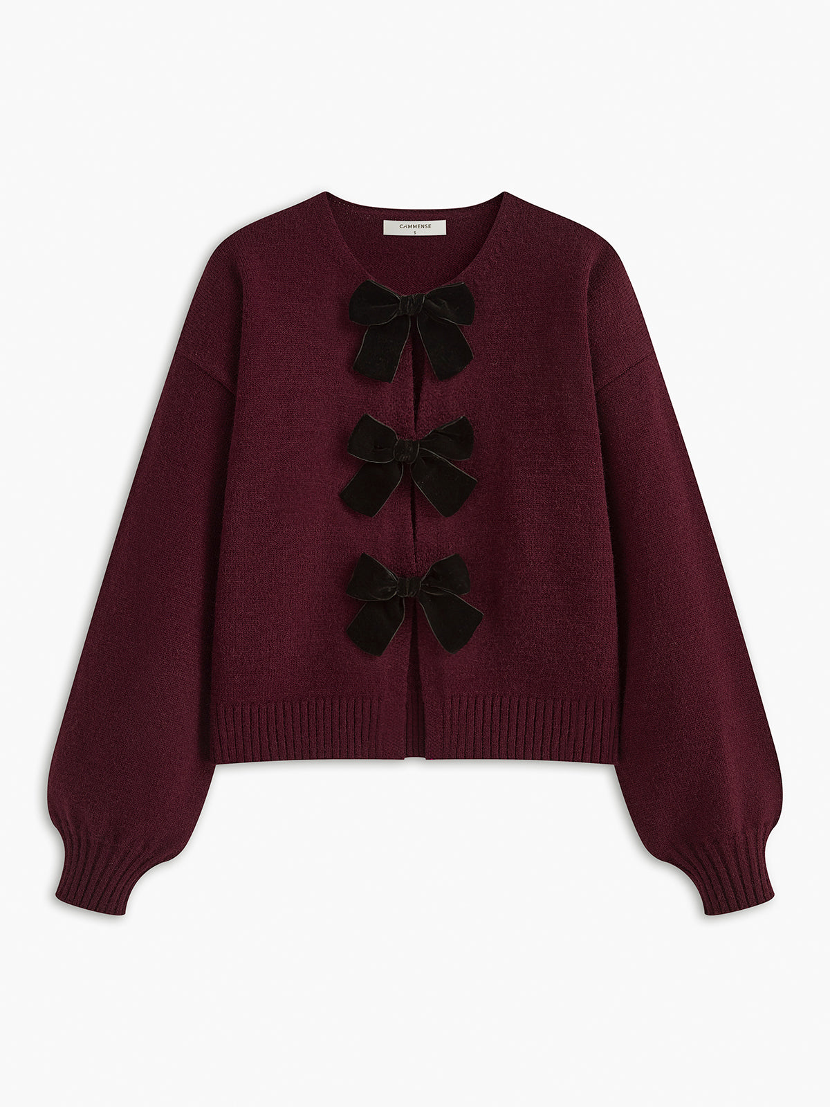 Donna Velvet Trui | Dames gebreide trui met strik en romantische lantern mouwen
