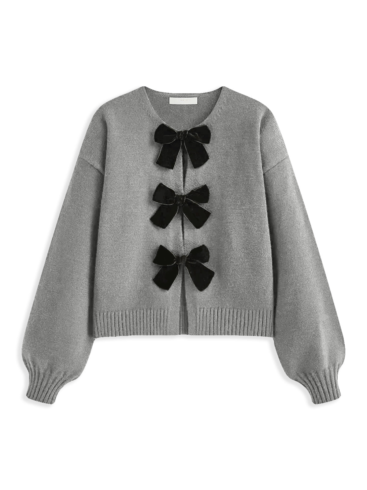 Donna Velvet Trui | Dames gebreide trui met strik en romantische lantern mouwen