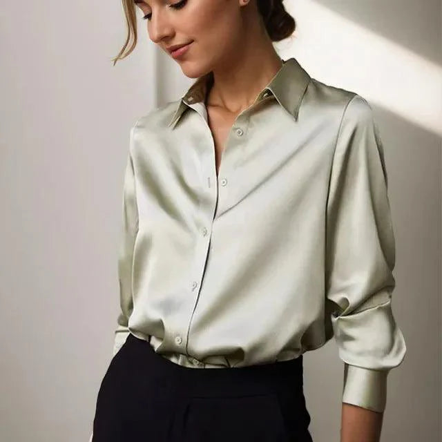 Dottie - Elegante Losse Satijnen Blouse