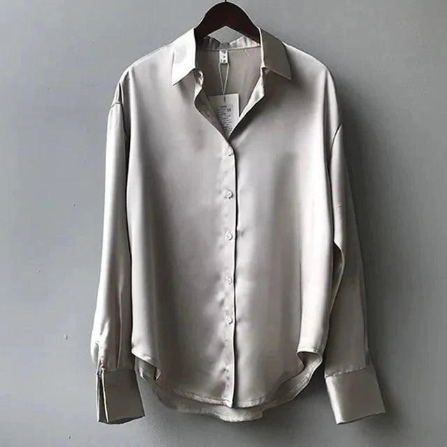 Dottie - Elegante Losse Satijnen Blouse