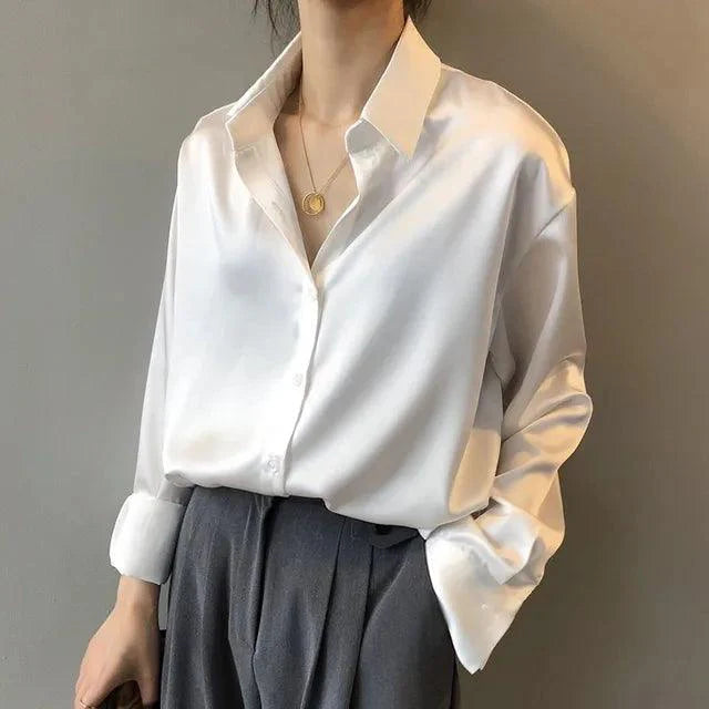 Dottie - Elegante Losse Satijnen Blouse