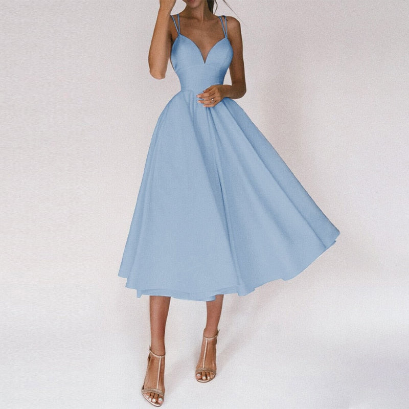 Imke | Dames midikleed met sexy kruisrug – elegant en verleidelijk design