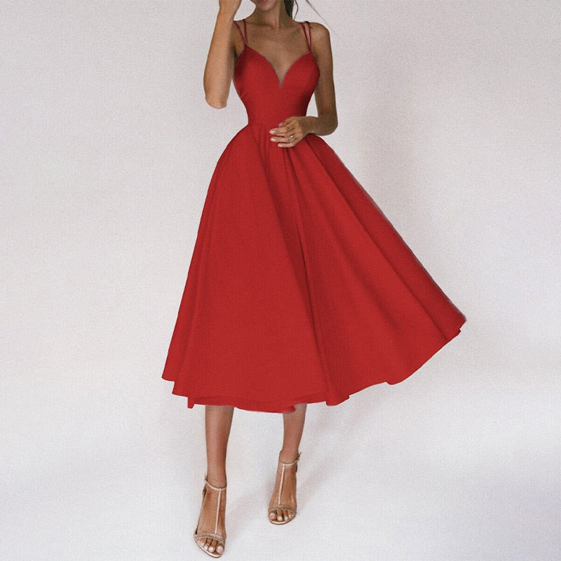 Imke | Dames midikleed met sexy kruisrug – elegant en verleidelijk design