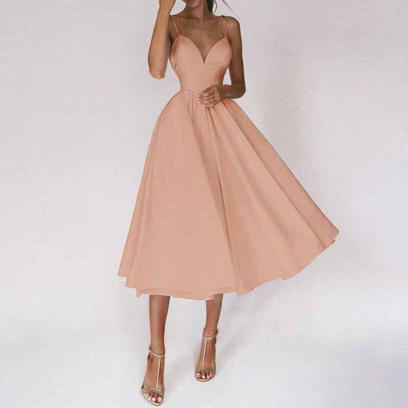Imke | Dames midikleed met sexy kruisrug – elegant en verleidelijk design
