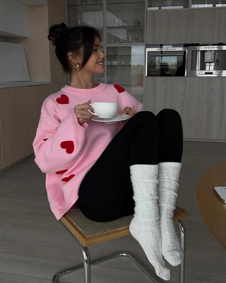 Dolce Comfy Love Trui | Damestrui van 100% Katoen met Oversized Pasvorm en Distressed Details