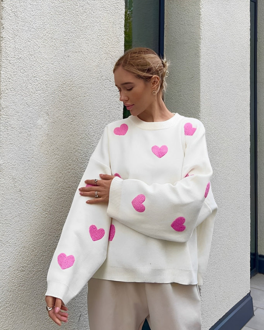 Dolce Comfy Love Trui | Damestrui van 100% Katoen met Oversized Pasvorm en Distressed Details