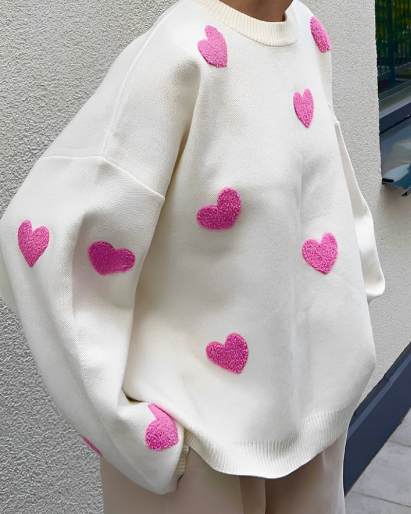 Dolce Comfy Love Trui | Damestrui van 100% Katoen met Oversized Pasvorm en Distressed Details