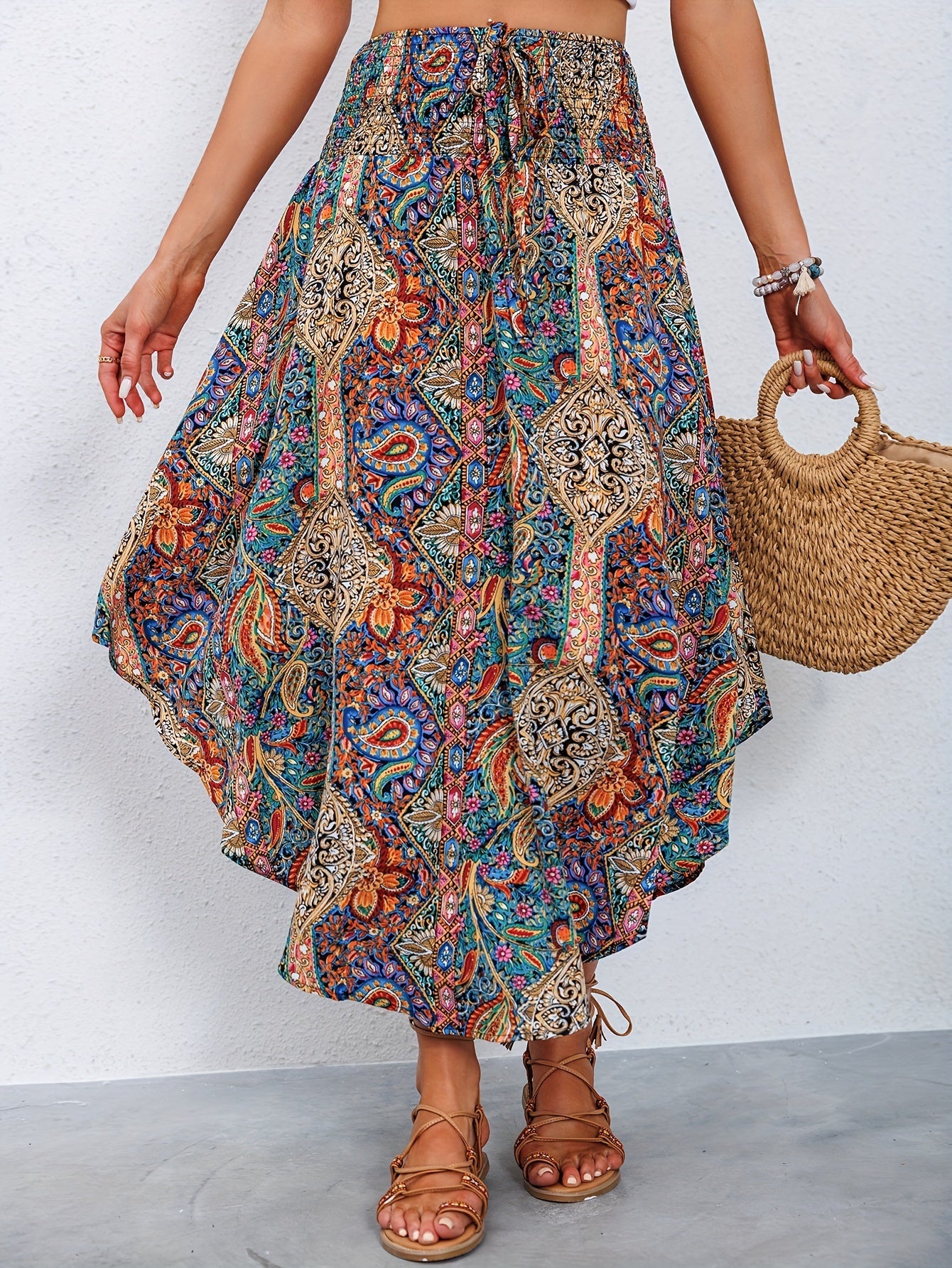 Berdien | Dames Rok met Hoge Taille en Paisleyprint – Elegant Bohemian Design voor Lente en Zomer