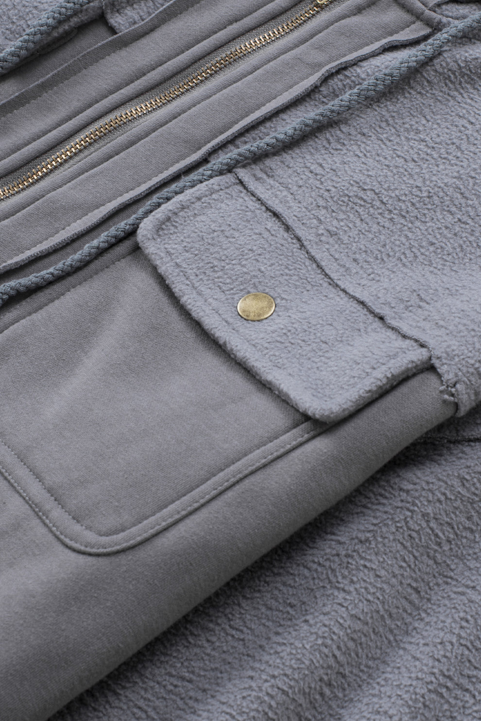 Eava jas dames | Grijze trekkoord jas met capuchon en praktische details