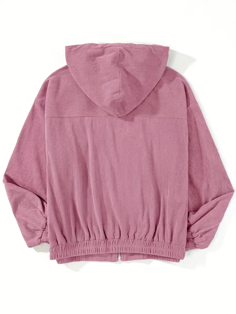 Ribfluwelen jas | Casual damesjas met rits en rechte snit