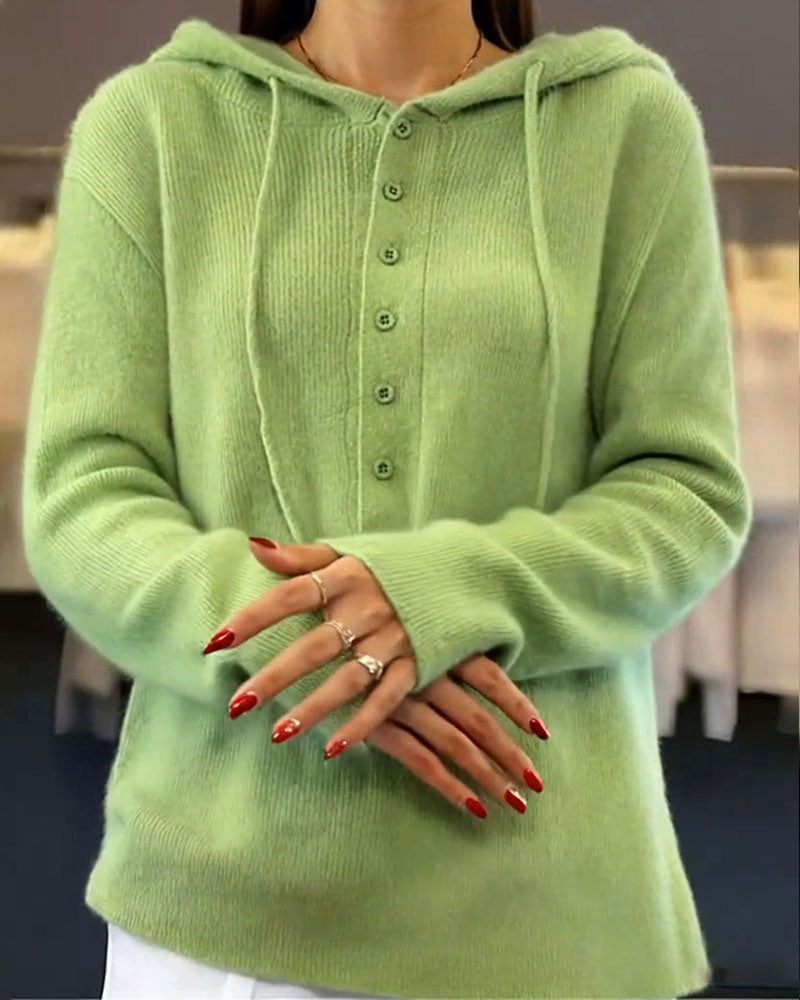 Groene Basic Trui | Damestrui met Lange Mouwen in Effen Kleur