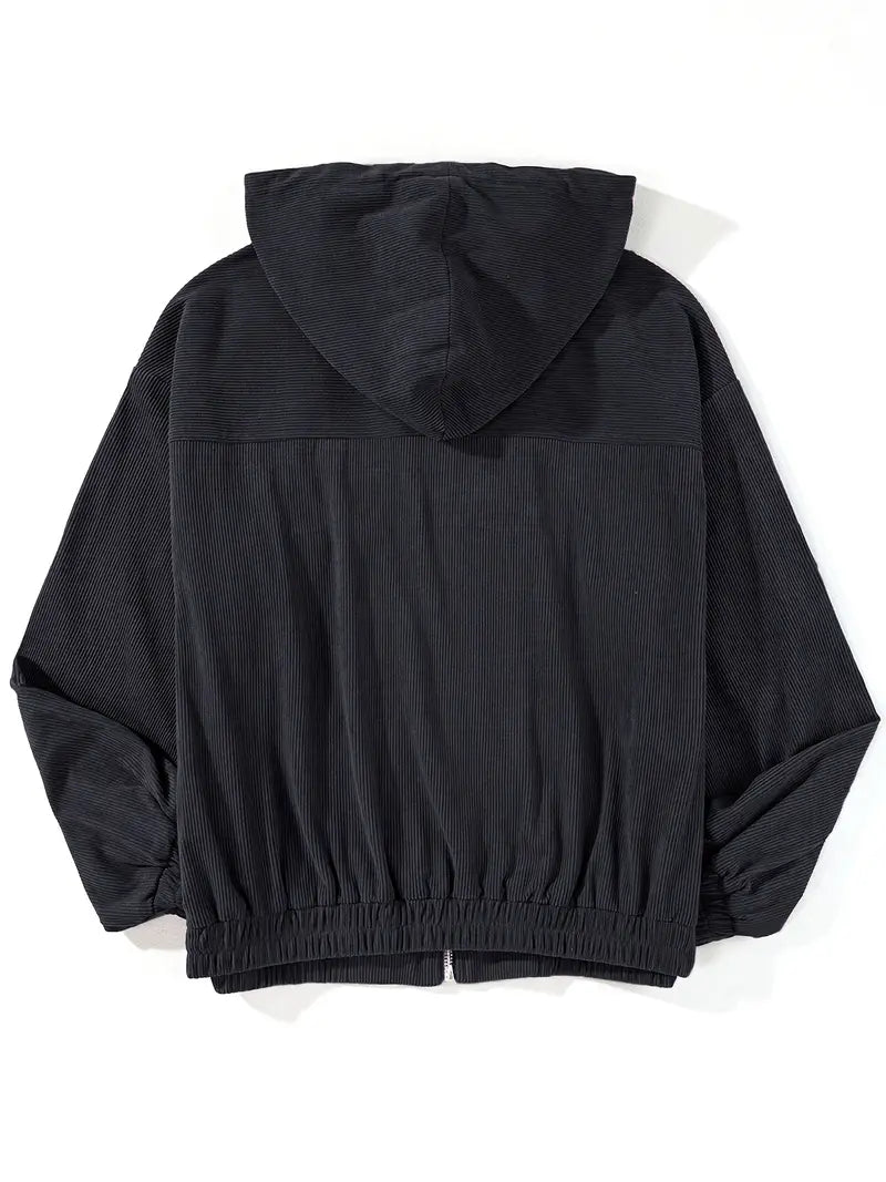 Ribfluwelen jas | Casual damesjas met rits en rechte snit