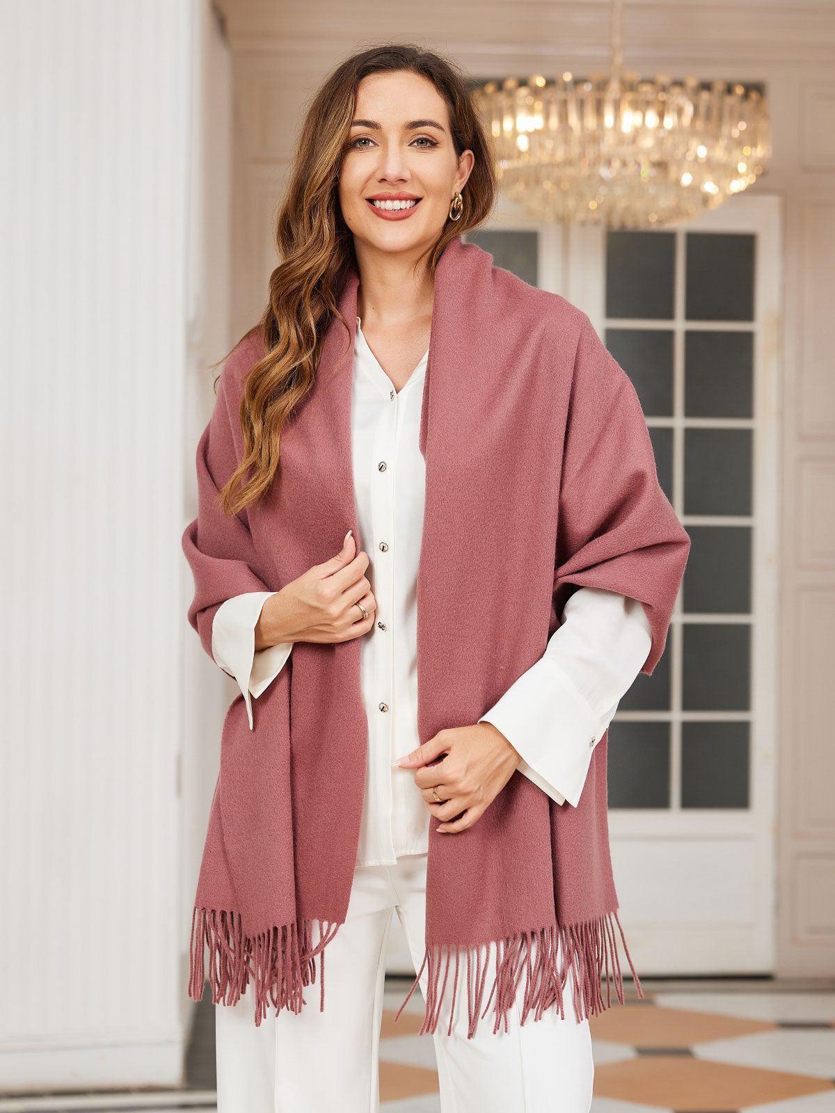 Dikra Wollen Sjaal | Dames Sjaal met Elegante Franje en Luxe Warmte