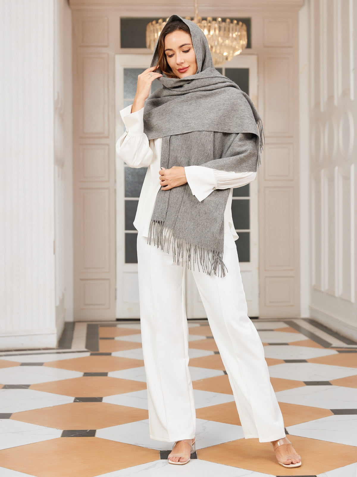 Dikra Wollen Sjaal | Dames Sjaal met Elegante Franje en Luxe Warmte