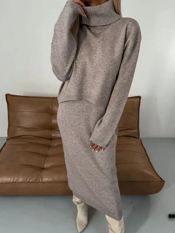 Eleanor Jurk Set | Dames midi-jurk met bijpassende coltrui voor herfst en winter