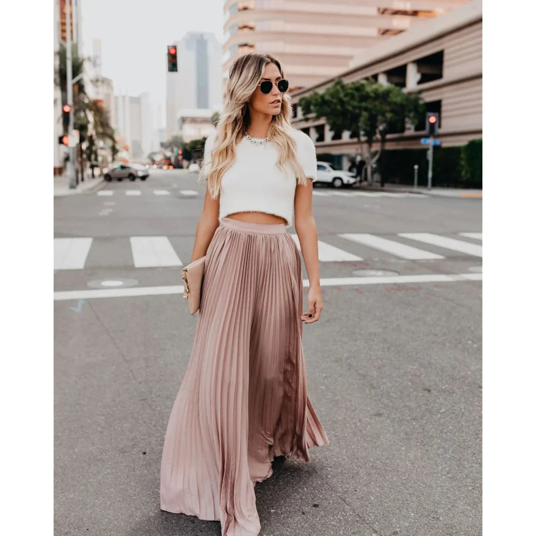 Elegante geplooide maxi rok