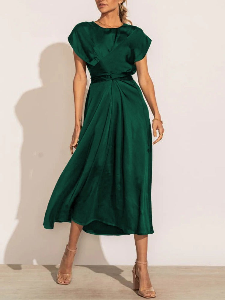 Eveline - Elegante Satijnen Wikkel Midi Jurk voor dames