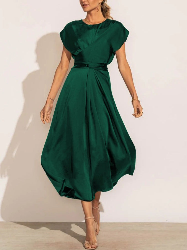 Eveline - Elegante Satijnen Wikkel Midi Jurk voor dames