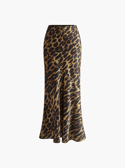 Eliana - Slanke Maxi Rok met Luipaardprint
