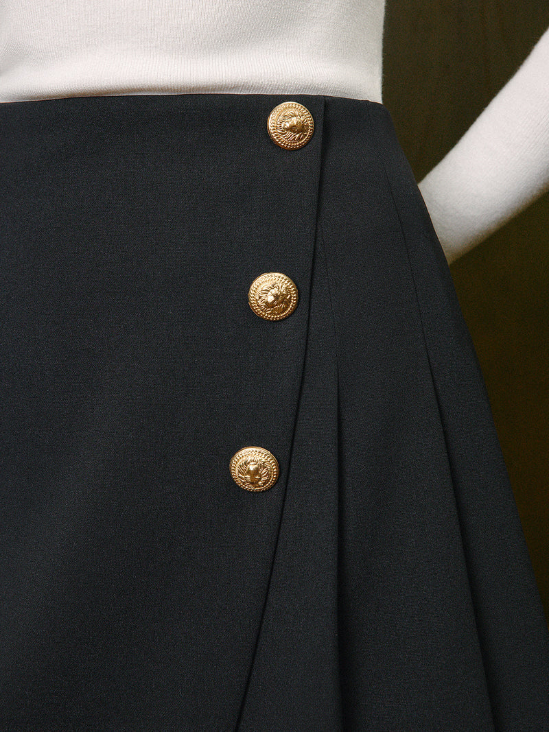 Erica Rok | Dames mid-waist geplooide rok met metalen details en rits
