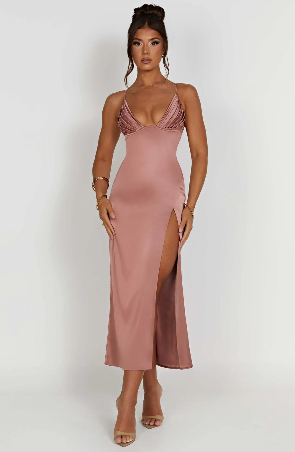 Fadia - Elegante Midi Jurk Met Spaghettibandjes