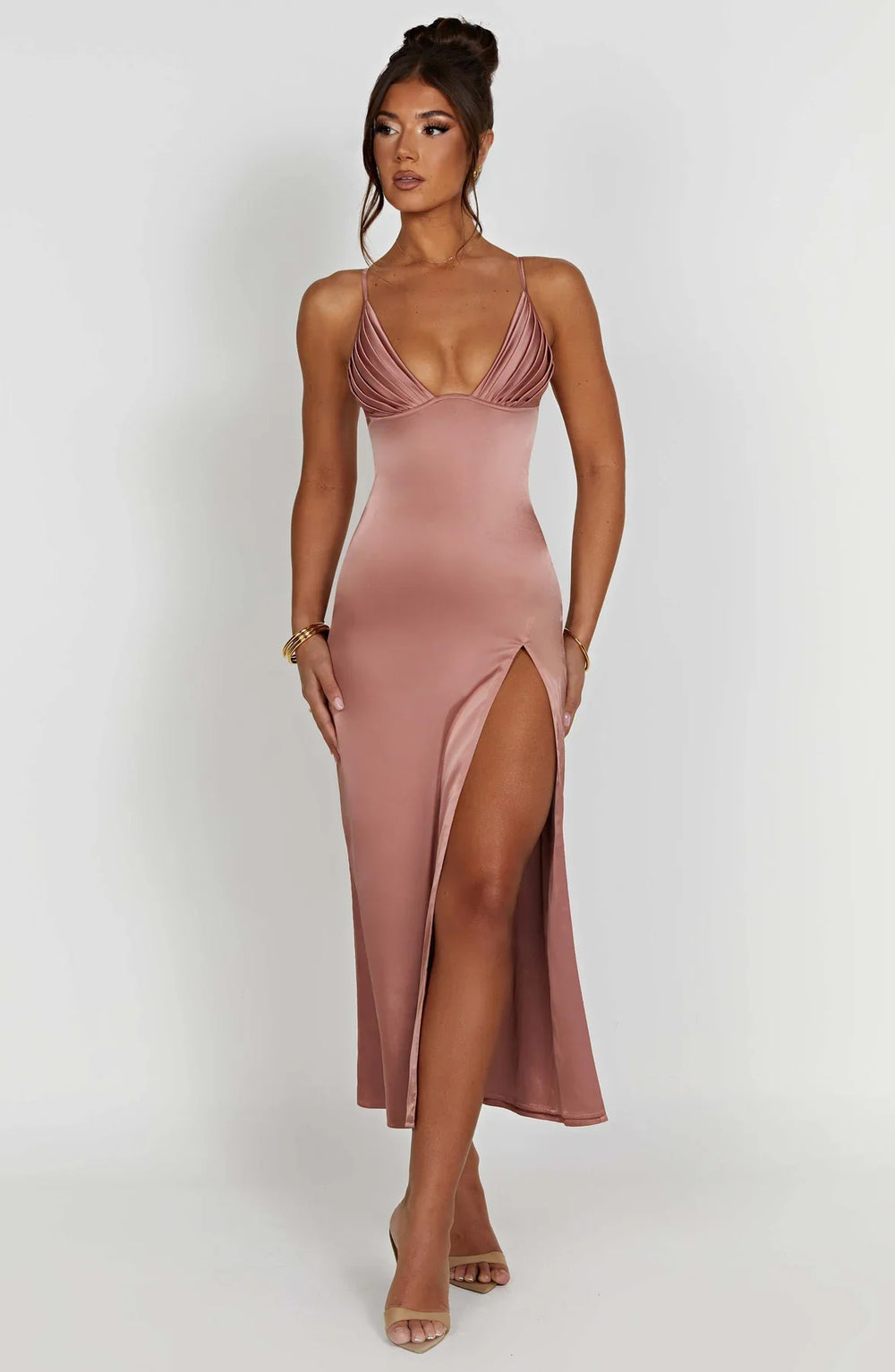 Fadia - Elegante Midi Jurk Met Spaghettibandjes