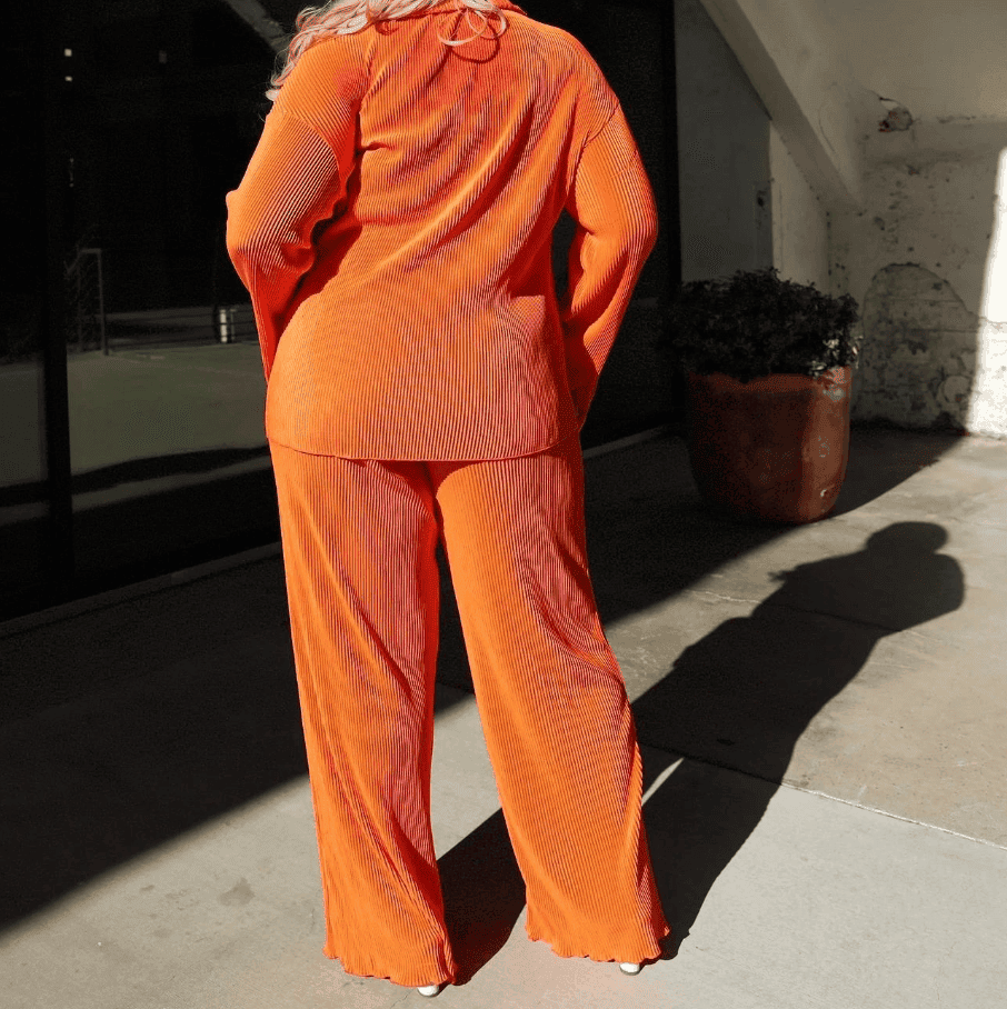 Lot - Trendy Tweedelig Pak met Gedrapeerde Broek
