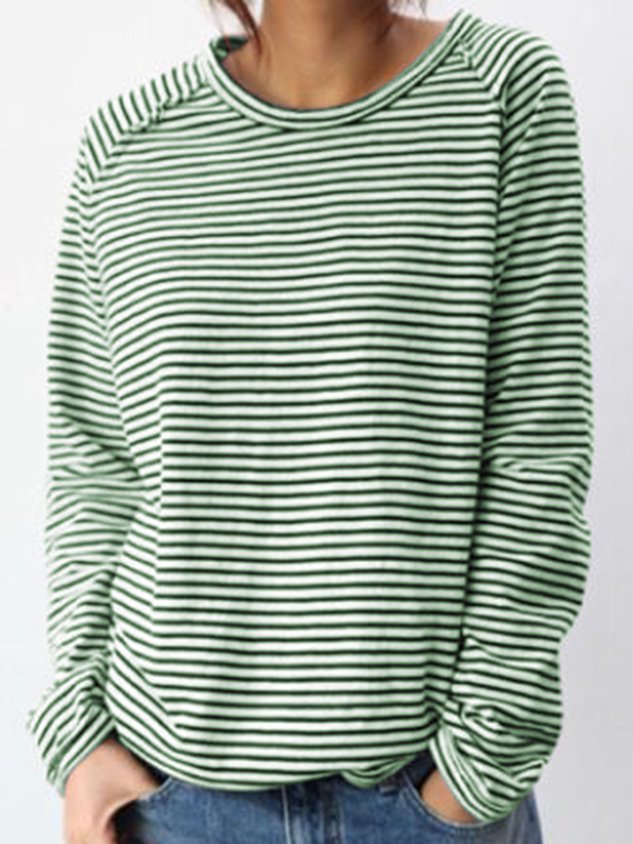 Dames Top – Elegante Lange Mouwen – Gestreept Ademend en Tijdloos Design