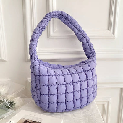 Stijlvolle effen puffer schoudertas voor dames