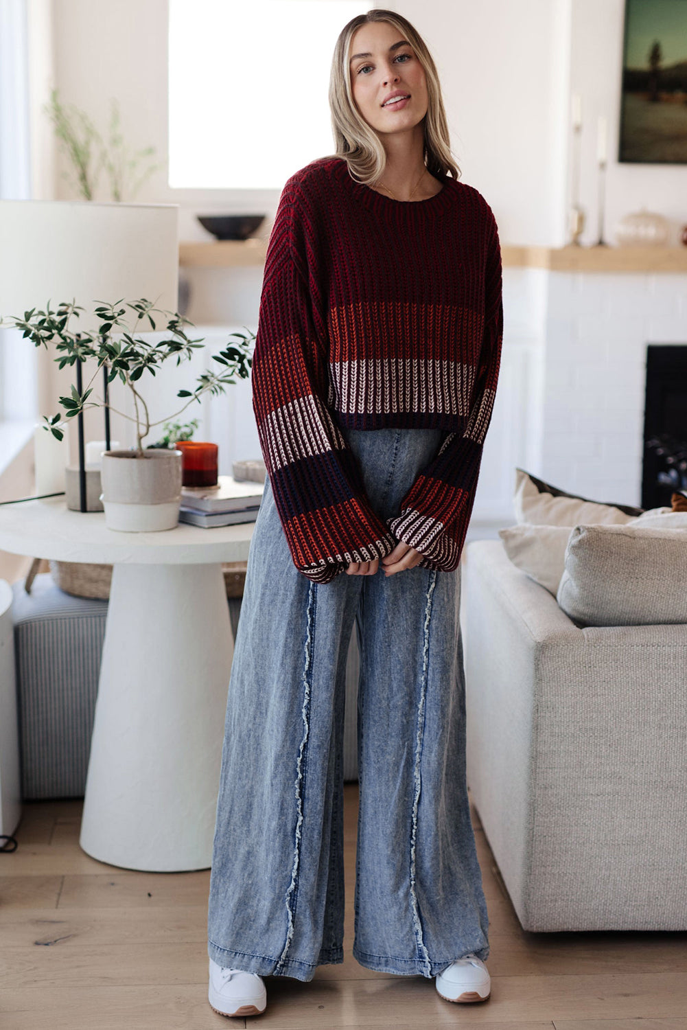 Blauwe denim overall met wijde pijpen