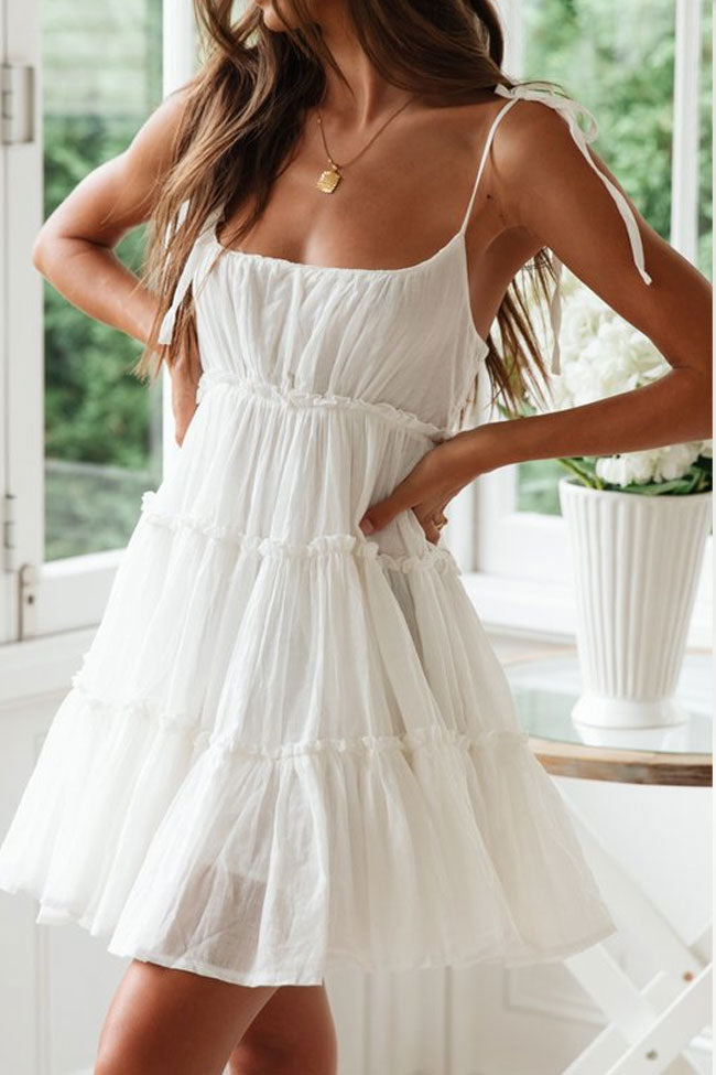 Reineke | Zomerse Mini Jurk voor Dames met Tiered Ruffles en Empire Taille