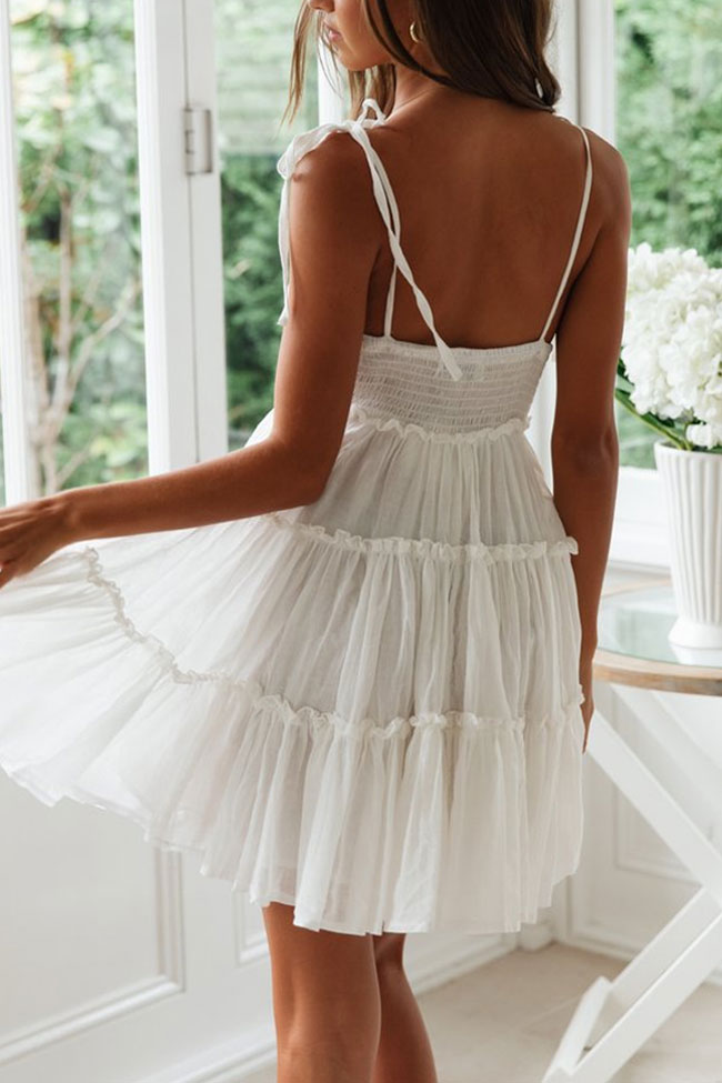 Reineke | Zomerse Mini Jurk voor Dames met Tiered Ruffles en Empire Taille