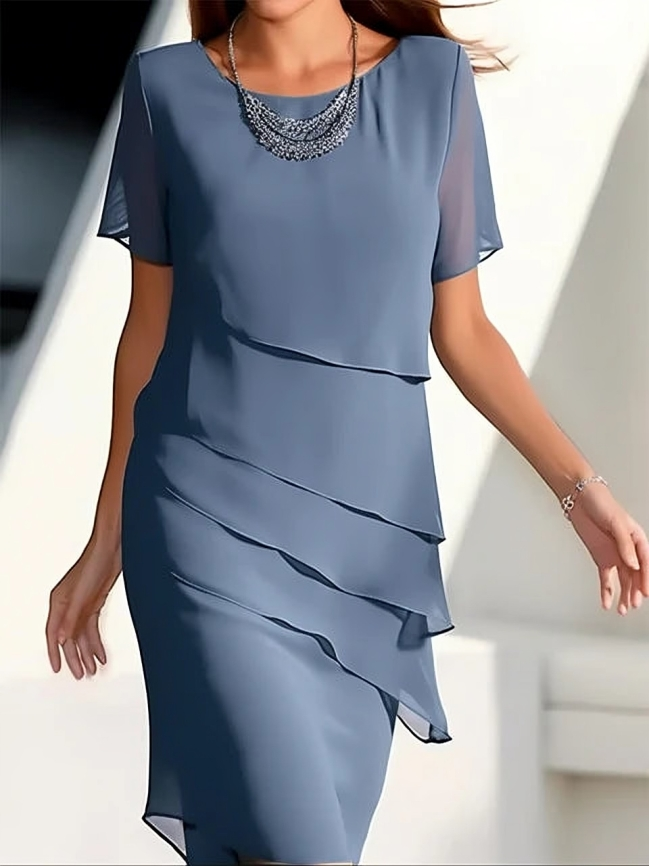 Gavina - Elegante Midi Jurk Met Lagen