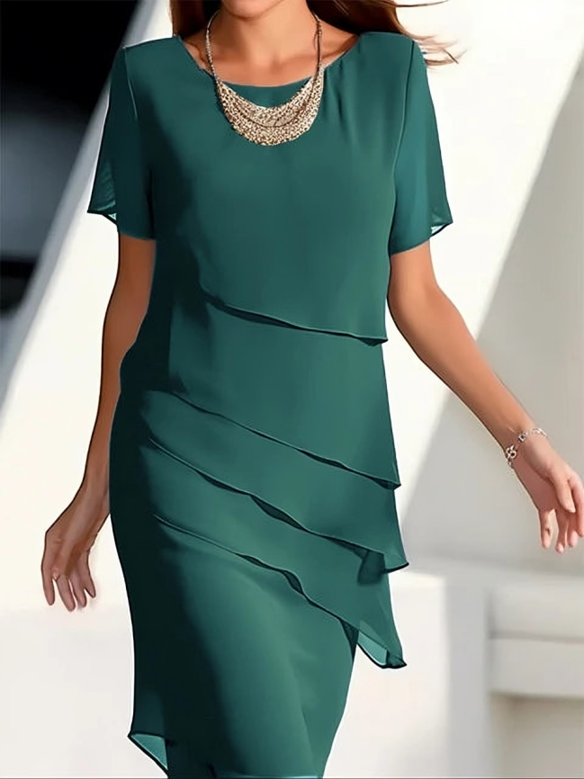 Gavina - Elegante Midi Jurk Met Lagen