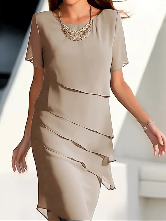 Gavina - Elegante Midi Jurk Met Lagen