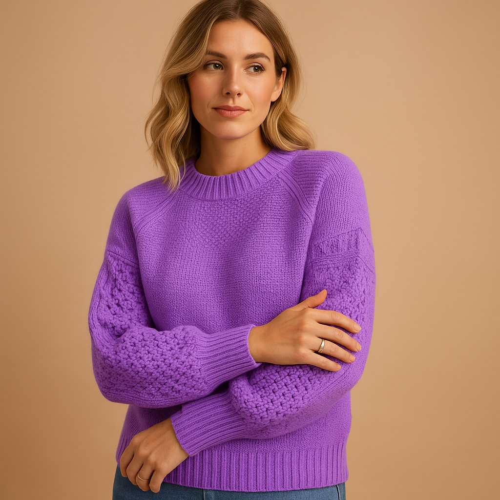 Nela gebreide damestrui | Elegante trui met ronde hals en lange mouwen