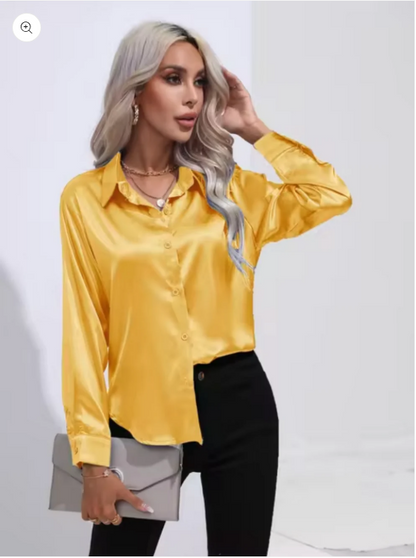 Ginevra - Satijnen Blouse Met Lange Mouwen