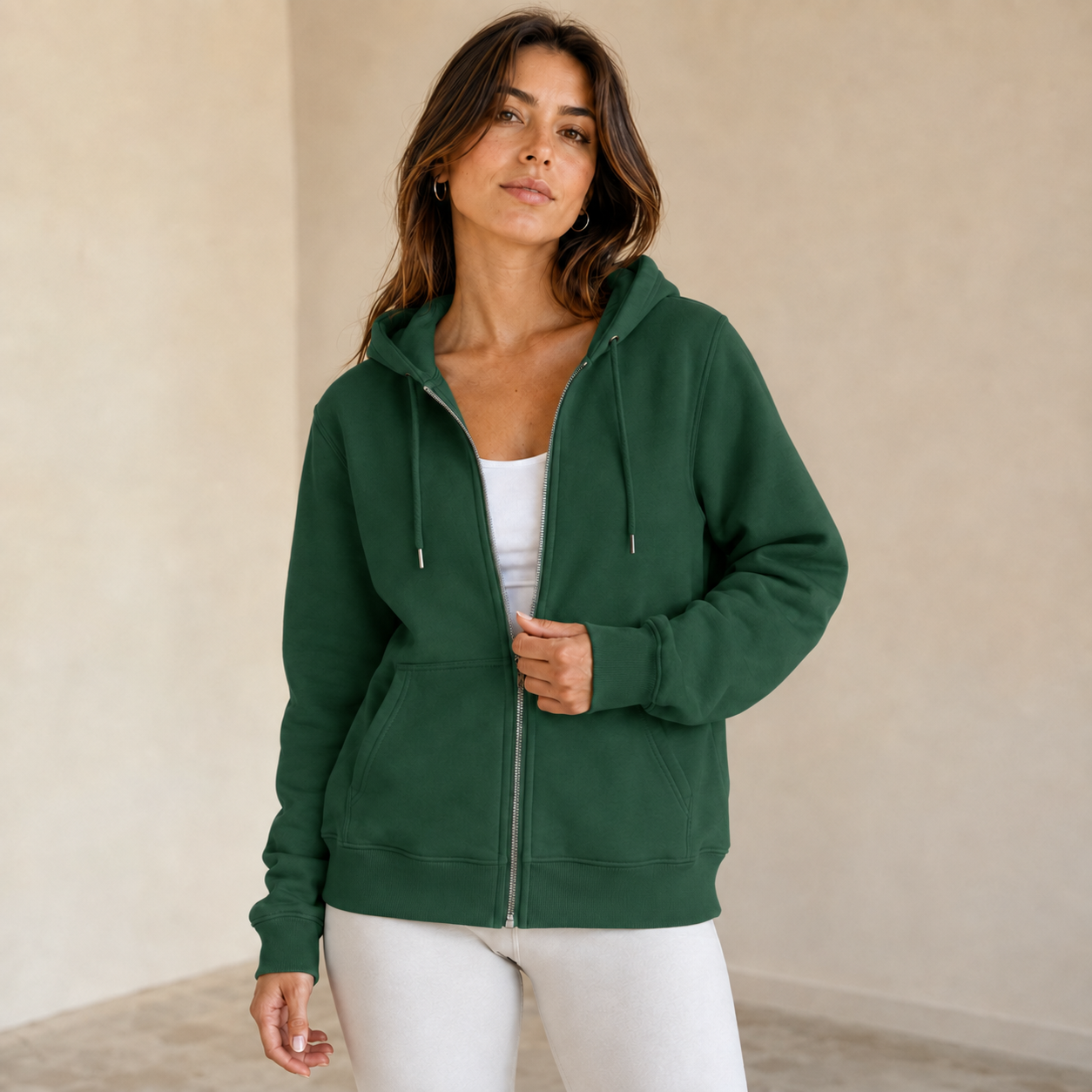 Dames sportpak fleece set | Hoodie met rits en joggingbroek in relaxed fit