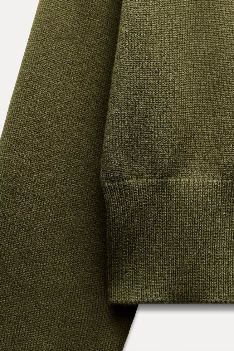 Groene Sweater | Dames gebreide trui met losvallende pasvorm en warme stof