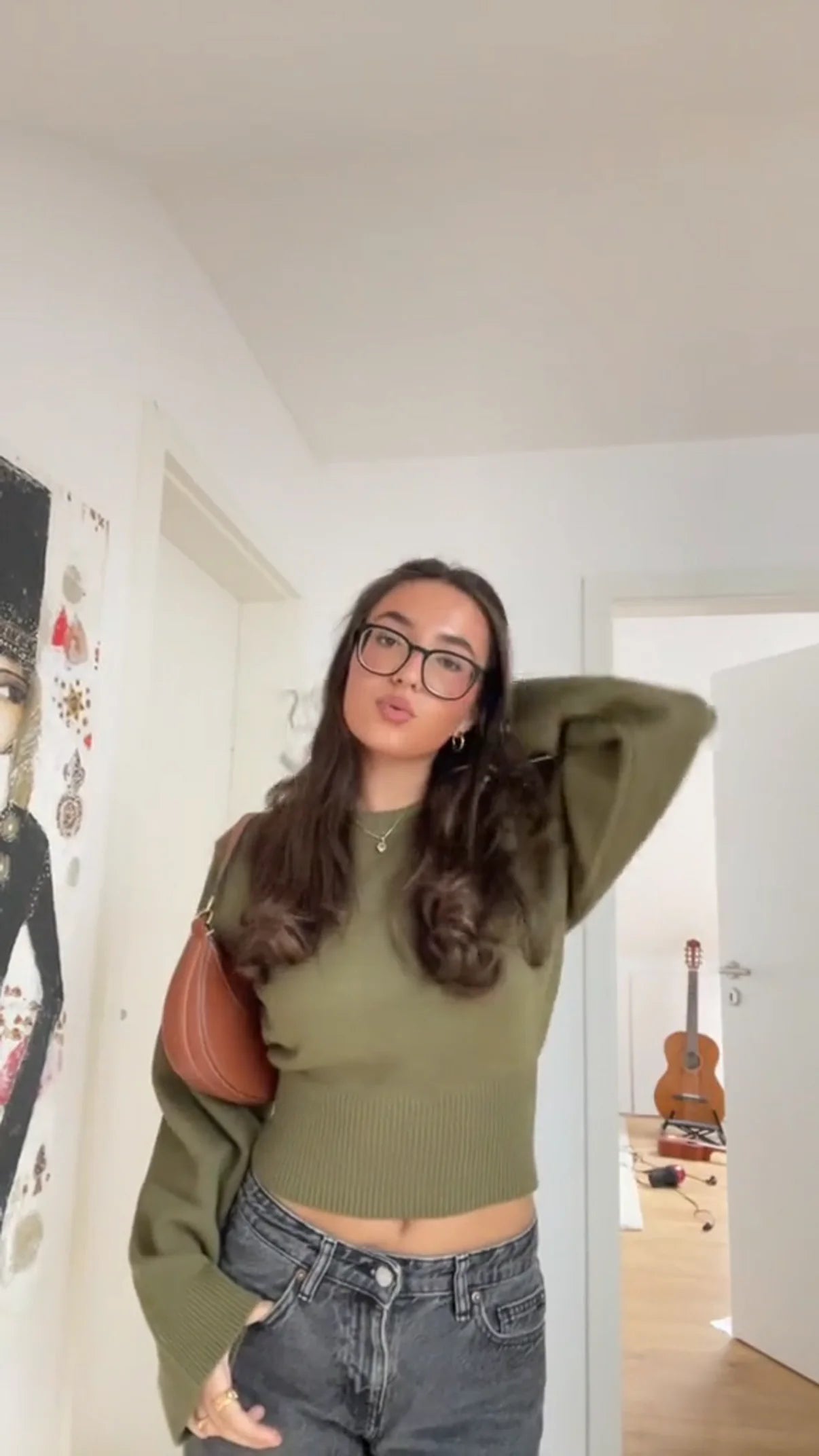 Groene Sweater | Dames gebreide trui met losvallende pasvorm en warme stof