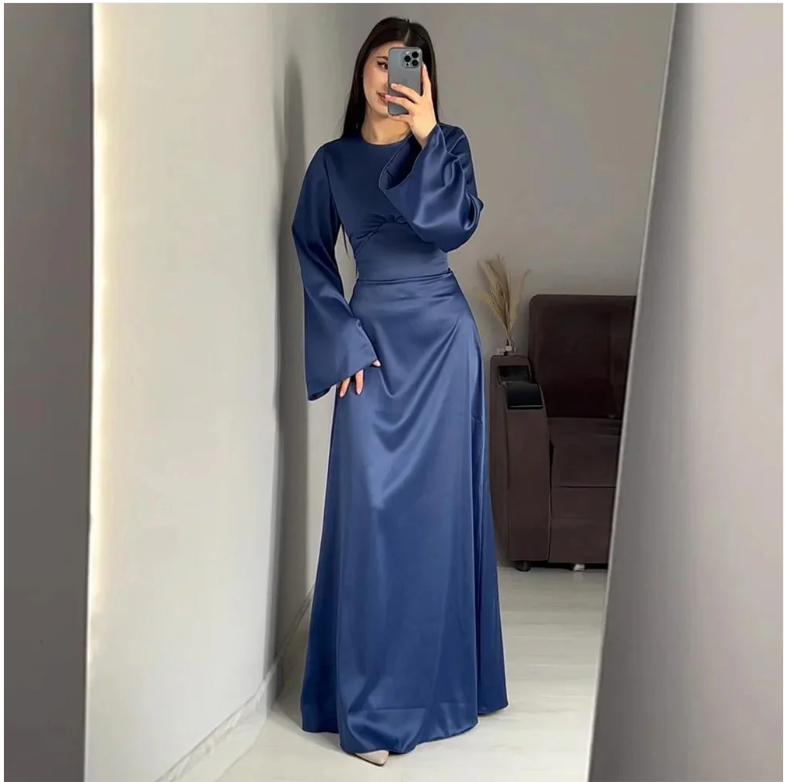 Haerriet satijnen jurk dames | Lange jurk met elegante snit en luxueuze glans