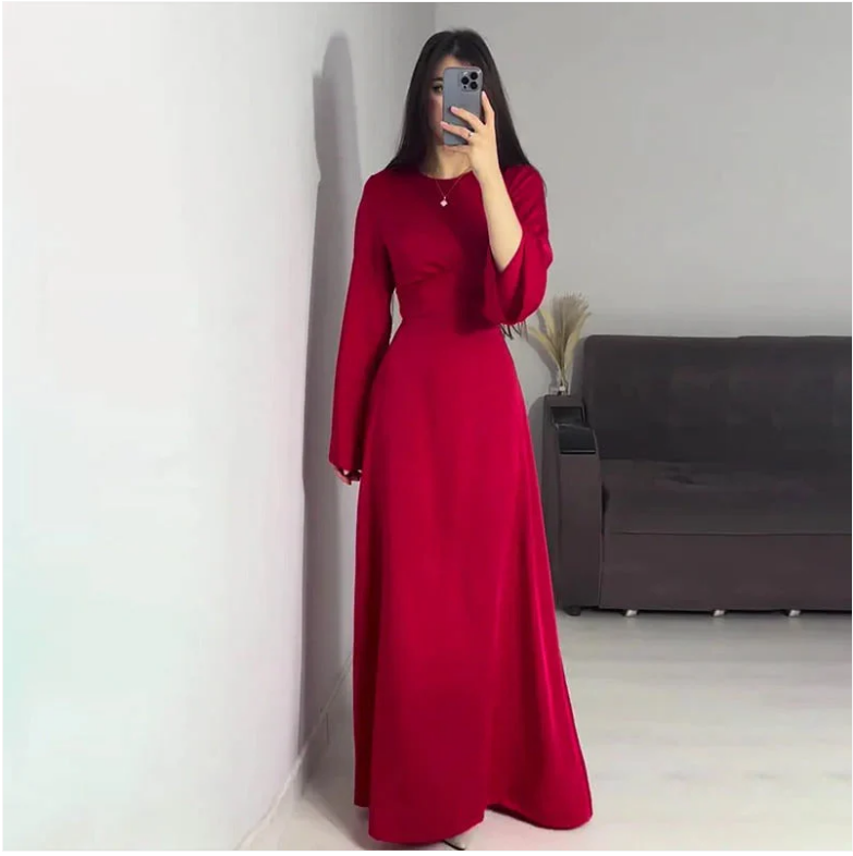 Haerriet satijnen jurk dames | Lange jurk met elegante snit en luxueuze glans