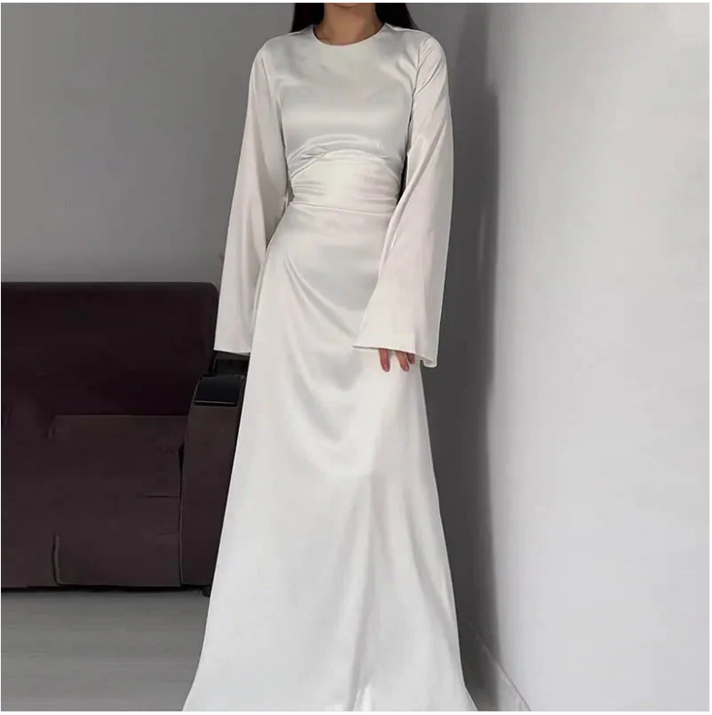Haerriet satijnen jurk dames | Lange jurk met elegante snit en luxueuze glans