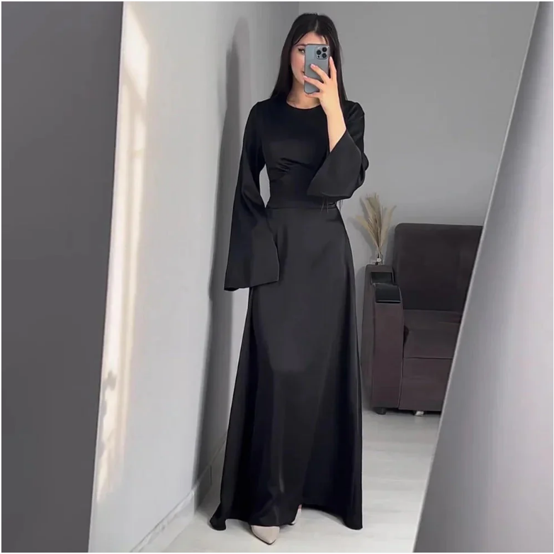 Haerriet satijnen jurk dames | Lange jurk met elegante snit en luxueuze glans